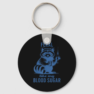 Feral Like My Blood Sugar Racoon Diabetes Key Ring