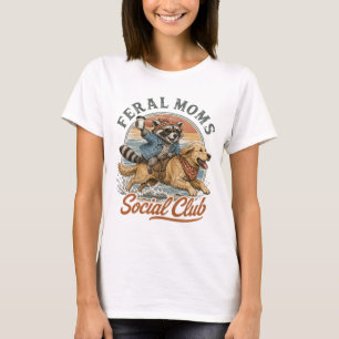 Feral Moms Social Club Racoon Riding Golden Retri T-Shirt