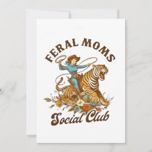 Feral Mum Social Club Funny Retro Boho Cowgirl  Invitation