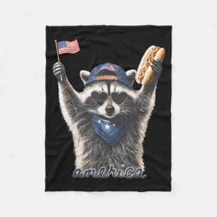 Feral Racoon Aamerica 250th Patriotic Usa Flag Fleece Blanket