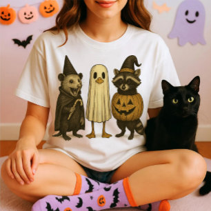 Feral Racoon Opossum Duck Halloween Trio – Funny T-Shirt