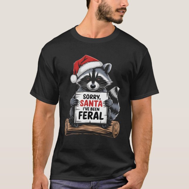 Feral Racoon X Mas Humour Teen Boys Girls Funny Ch T-Shirt (Front)
