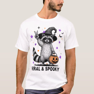 Feral  Spooky Creepy Racoon Feral  Spooky  T-Shirt