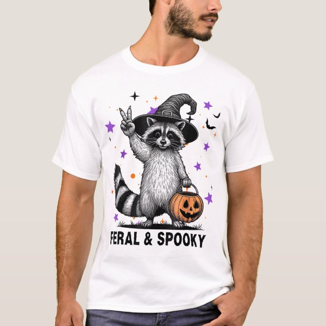 Feral  Spooky Creepy Racoon Feral  Spooky  T-Shirt (Front)