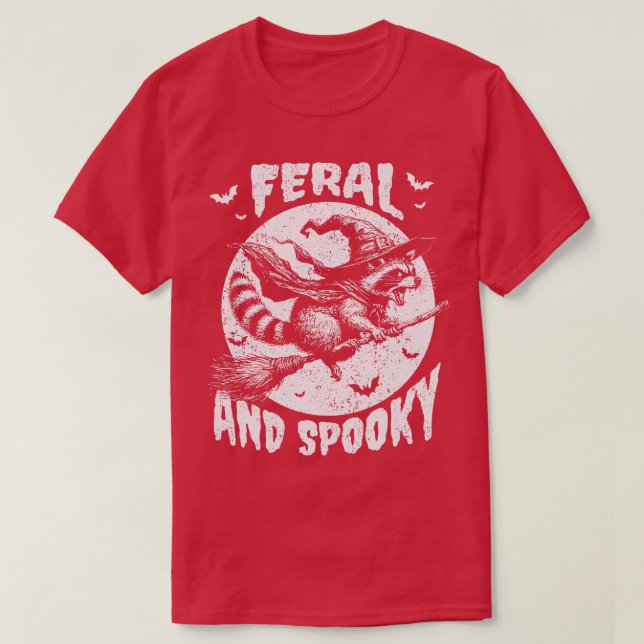 Feral Spooky Racoon Halloween T-Shirt (Design Front)
