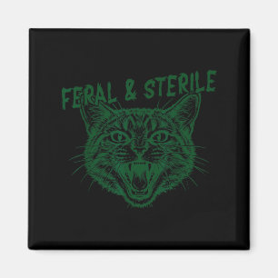 Feral Sterile Cat Graphic Retro Funny Hysterectomy Magnet