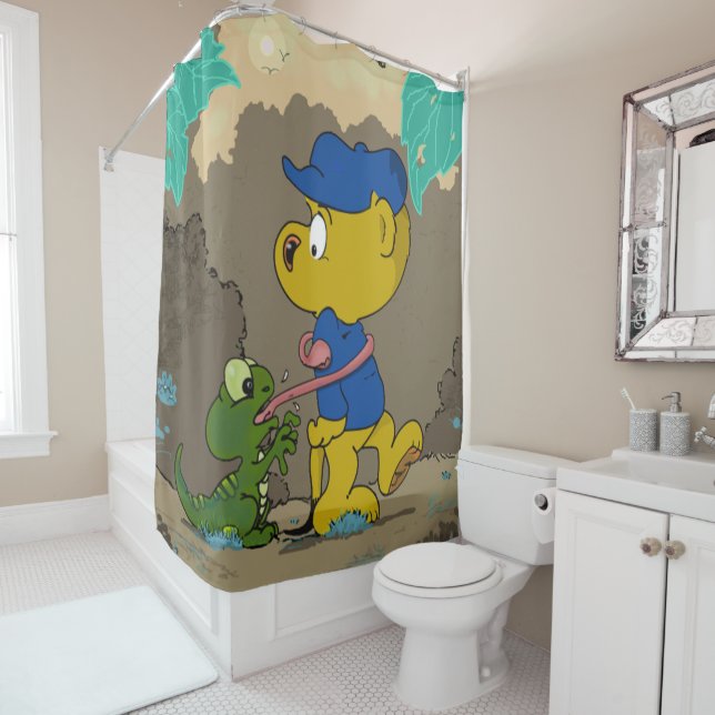Ferald and the Baby Lizard Shower Curtain (In Situ)