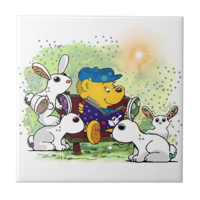 Ferald Reading To The Bunnies Tile (Front)