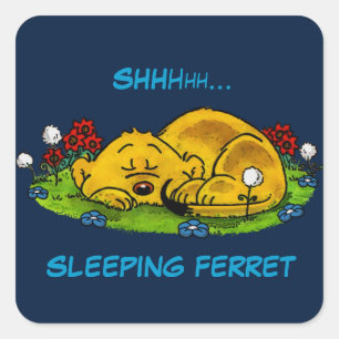 Ferald   Sleeping Ferret Tote Bag Square Sticker