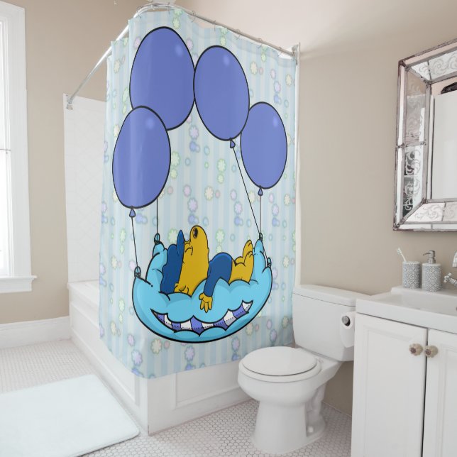 Ferald's Pillow Balloons Shower Curtain (In Situ)