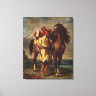Ferdinand Delacroix Arab Saddling His Horse Canvas Print