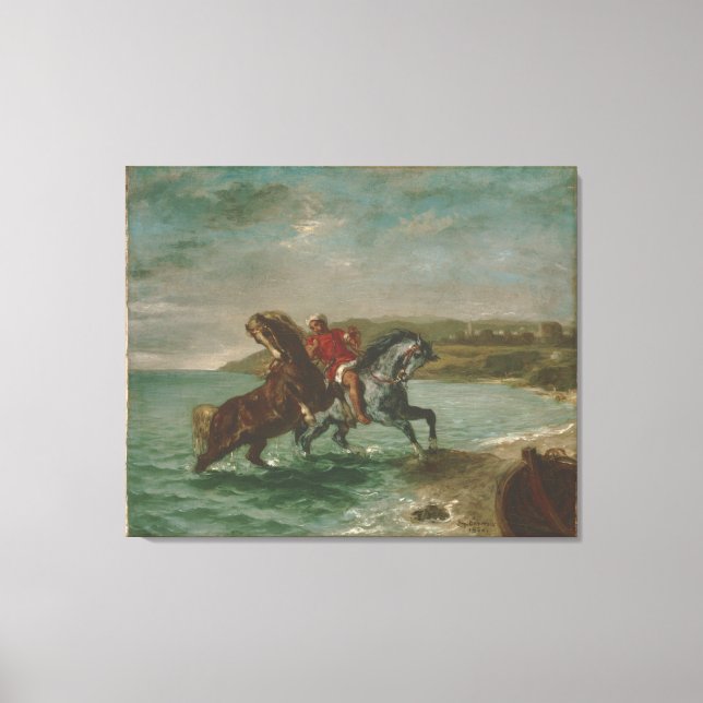 Ferdinand Delacroix Horses Coming Out of the Sea Canvas Print (Front)