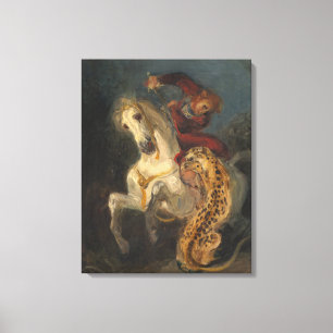 Ferdinand Delacroix Rider Attacked by A Jaguar Canvas Print