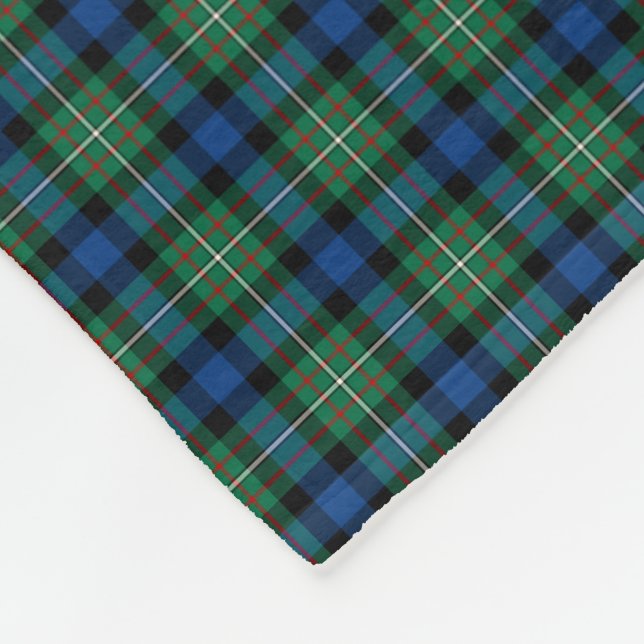 Ferguson Clan Blue, Green and Red Tartan Fleece Blanket (Corner)