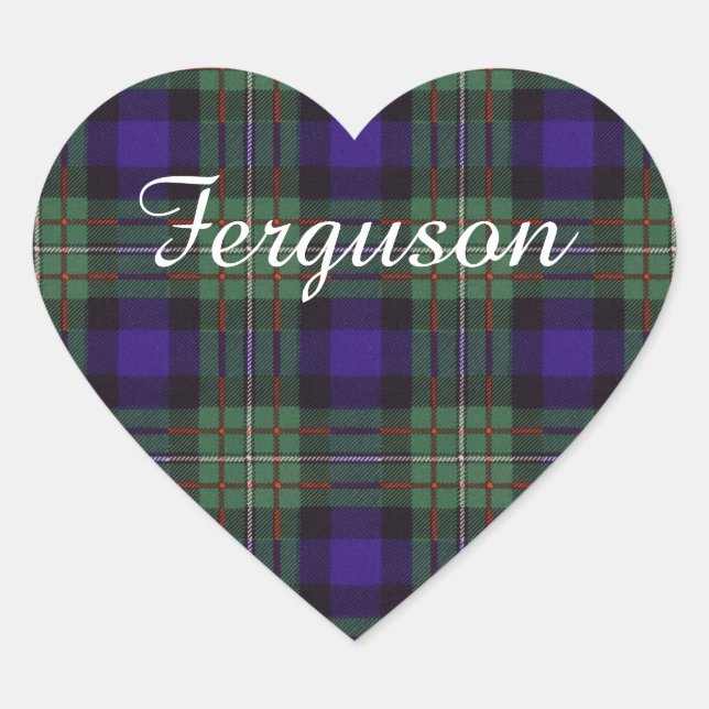 Ferguson clan Plaid Scottish tartan Heart Sticker (Front)