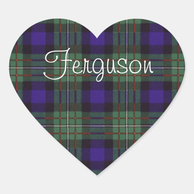Ferguson clan Plaid Scottish tartan Heart Sticker (Front)