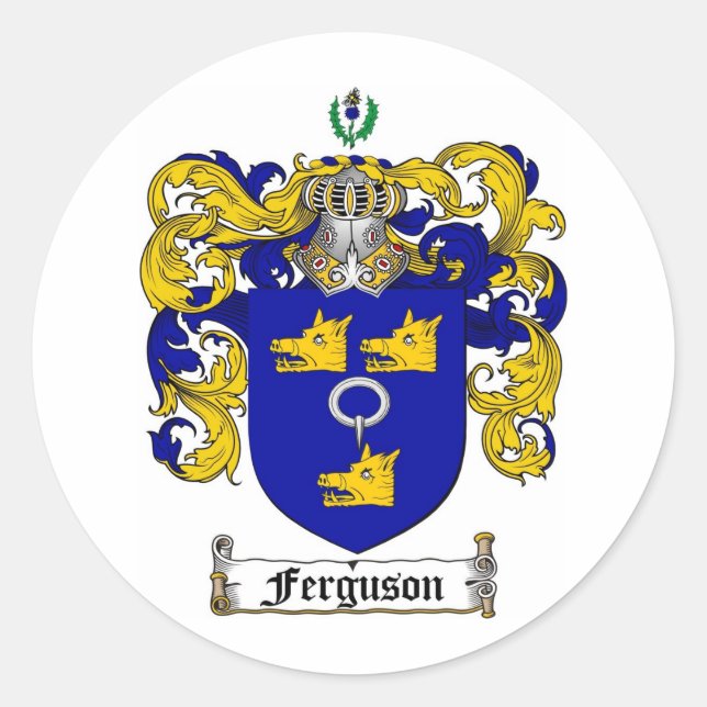 FERGUSON FAMILY CREST -  FERGUSON COAT OF ARMS CLASSIC ROUND STICKER (Front)