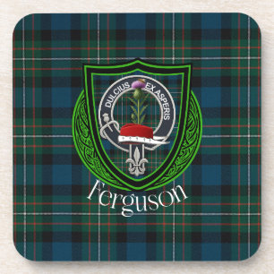 Ferguson Scottish Clan Tartan & Crest Coaster