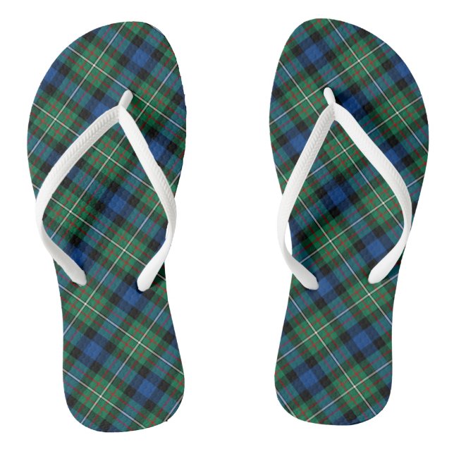 Ferguson Tartan Green and Blue Plaid Flip Flops (Footbed)