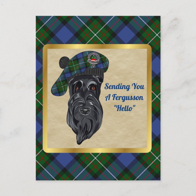 Fergusson Clan Badge & Tartan Postcard (Front)