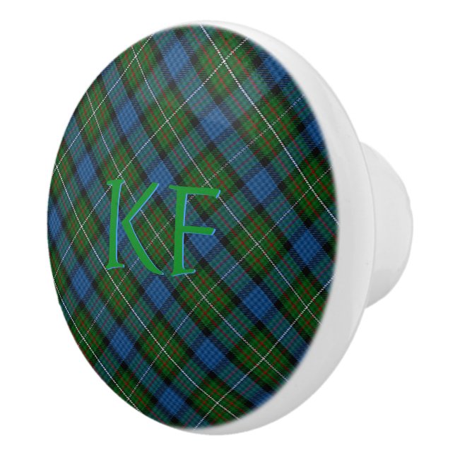 Fergusson Official Tartan with monogram / initials Ceramic Knob (Right)