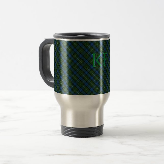 Fergusson Official Tartan with monogram / initials Travel Mug (Front Left)