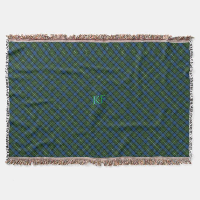 Fergusson Official Tartan with monogram / name Throw Blanket (Front)