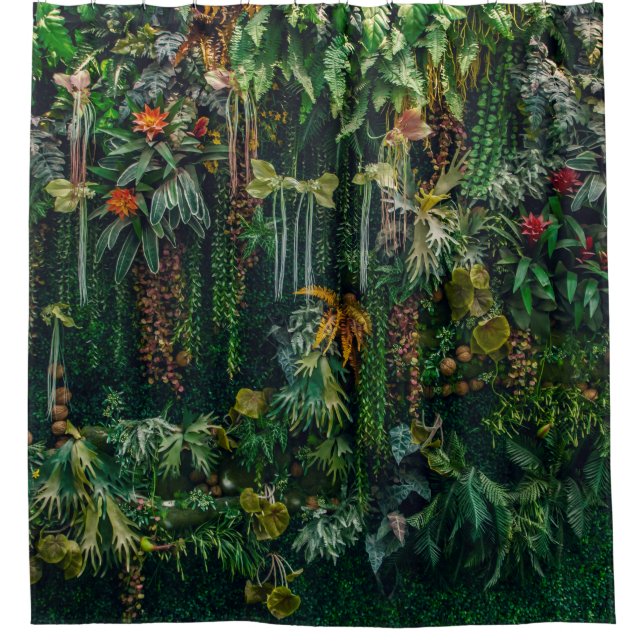 fern and plant decorate on wall shower curtain (Front)