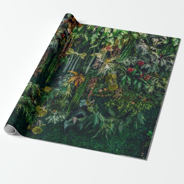 fern and plant decorate on wall wrapping paper (Unrolled)