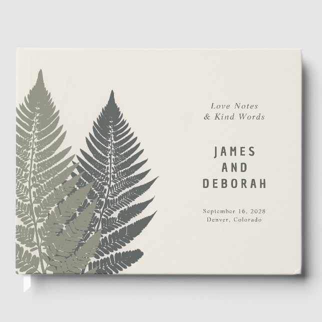 Fern Botanical Modern Minimal Woodland Wedding Guest Book (Front)