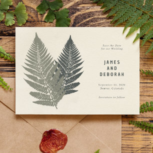 Fern Botanical Modern Minimal Woodland Wedding Save The Date