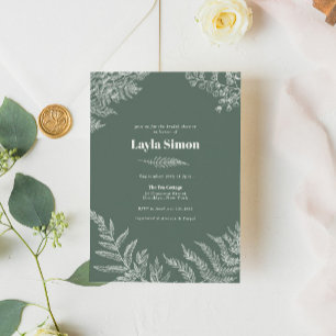 Fern Botanical Sage Bridal Shower Invitation