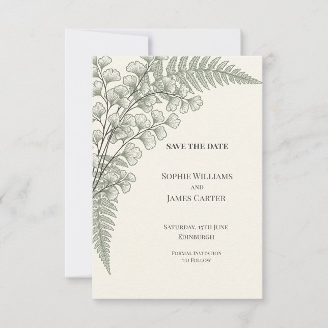 Fern Botanical Wedding Save The Date (Front)