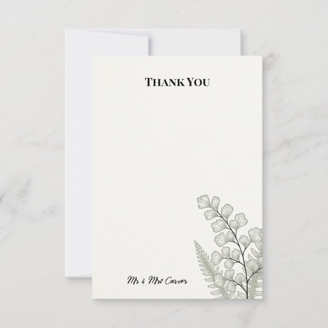 Fern Botanical Wedding Thank You Card (Front)
