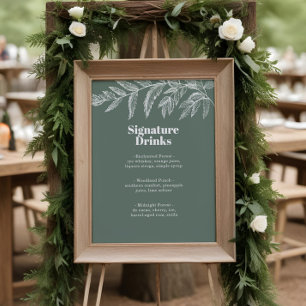 Fern Botanical Woodland Signature Drinks Menu Poster
