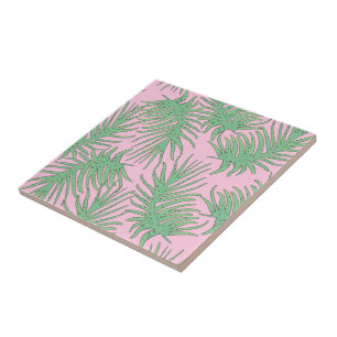 Fern branches on pink. tile