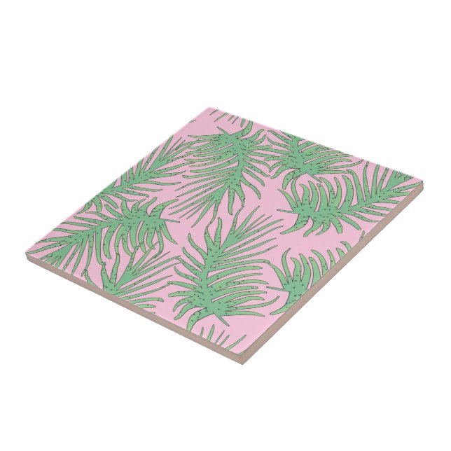 Fern branches on pink. tile (Side)