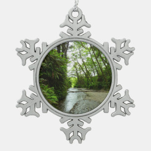 Fern Canyon II at Redwood National Park Snowflake Pewter Christmas Ornament