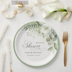 Fern Eucalyptus Greenery Foliage Bridal Shower Paper Plate