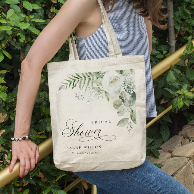 Fern Eucalyptus Greenery Foliage Bridal Shower Tote Bag (Creator Uploaded)