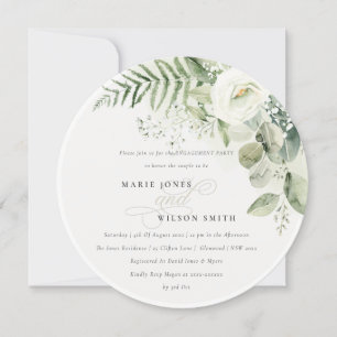 Fern Eucalyptus Greenery Foliage Engagement Party Invitation
