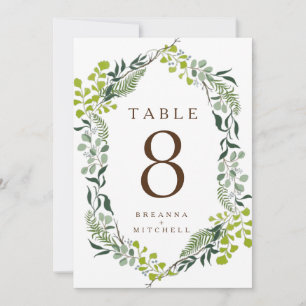 Fern Eucalyptus Hand-Drawn Greenery Table Number