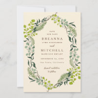 Fern Eucalyptus Hand-Drawn Greenery Wedding Cream