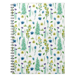 Fern Flowers Seamless Nature Pattern Notebook