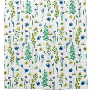 Fern Flowers Seamless Nature Pattern Shower Curtain