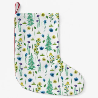 Fern Flowers Seamless Nature Pattern Small Christmas Stocking