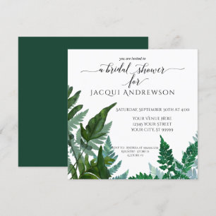 Fern Foliage Botanical Bridal Shower   Square Invitation