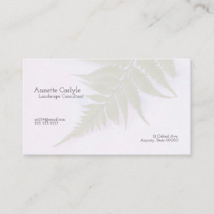 Fern frond over light blue watercolor fade business card