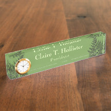 Fern Frond Silhouette Custom Name and Title