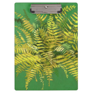 Fern, fronds, floral, green golden yellow greenery clipboard